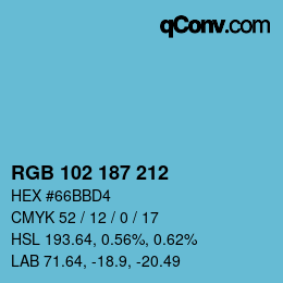 Color code: RGB 102 187 212 | qconv.com