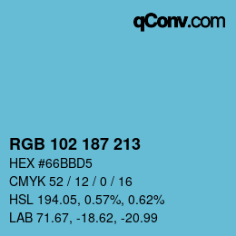 Color code: RGB 102 187 213 | qconv.com