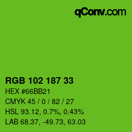 Color code: RGB 102 187 33 | qconv.com