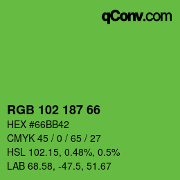 Color code: RGB 102 187 66 | qconv.com