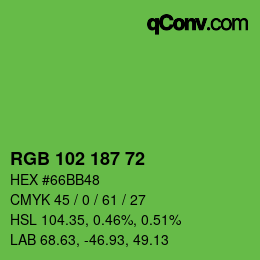 Color code: RGB 102 187 72 | qconv.com