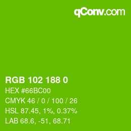 Color code: RGB 102 188 0 | qconv.com