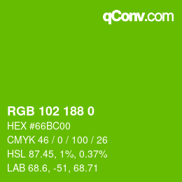 カラーコード: RGB 102 188 0 | qconv.com