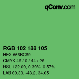 Color code: RGB 102 188 105 | qconv.com