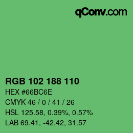 Color code: RGB 102 188 110 | qconv.com
