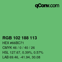 Color code: RGB 102 188 113 | qconv.com
