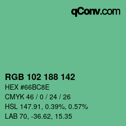 Color code: RGB 102 188 142 | qconv.com