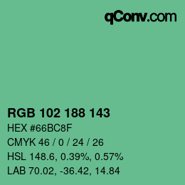 Color code: RGB 102 188 143 | qconv.com