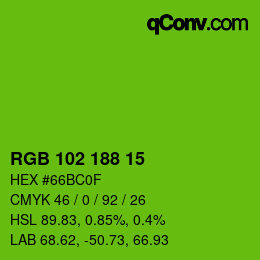Color code: RGB 102 188 15 | qconv.com