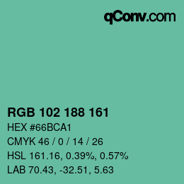 Color code: RGB 102 188 161 | qconv.com