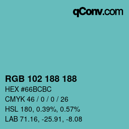 Color code: RGB 102 188 188 | qconv.com