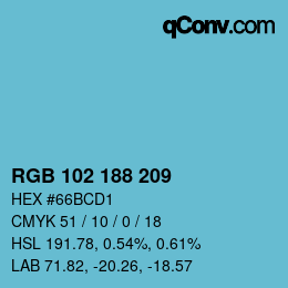 Color code: RGB 102 188 209 | qconv.com