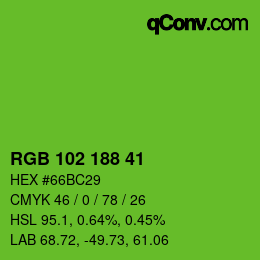 Color code: RGB 102 188 41 | qconv.com