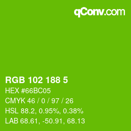 Color code: RGB 102 188 5 | qconv.com