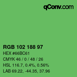 Color code: RGB 102 188 97 | qconv.com