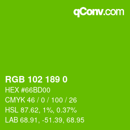 Color code: RGB 102 189 0 | qconv.com
