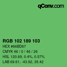 Color code: RGB 102 189 103 | qconv.com