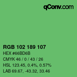 Color code: RGB 102 189 107 | qconv.com