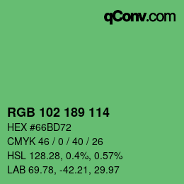 Color code: RGB 102 189 114 | qconv.com