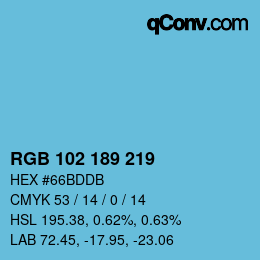 Color code: RGB 102 189 219 | qconv.com