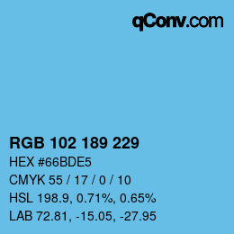 Color code: RGB 102 189 229 | qconv.com