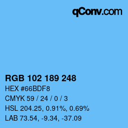 Color code: RGB 102 189 248 | qconv.com
