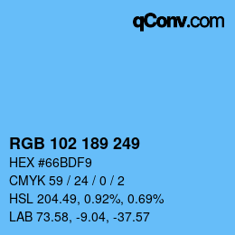 カラーコード: RGB 102 189 249 | qconv.com