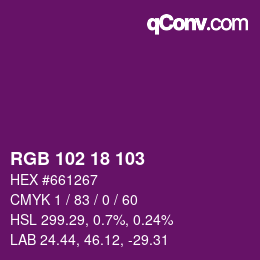Color code: RGB 102 18 103 | qconv.com