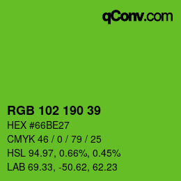 Color code: RGB 102 190 39 | qconv.com