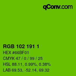 Color code: RGB 102 191 1 | qconv.com