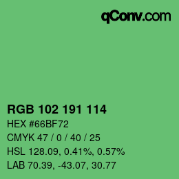 Color code: RGB 102 191 114 | qconv.com