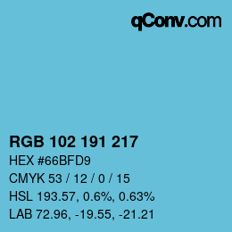 Color code: RGB 102 191 217 | qconv.com