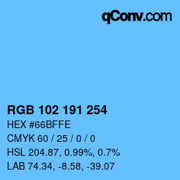 Color code: RGB 102 191 254 | qconv.com