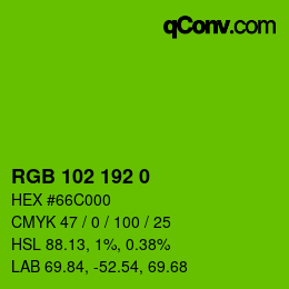Color code: RGB 102 192 0 | qconv.com