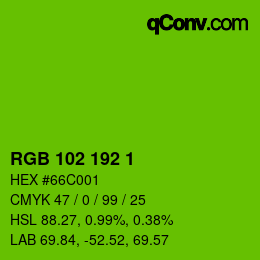 Color code: RGB 102 192 1 | qconv.com