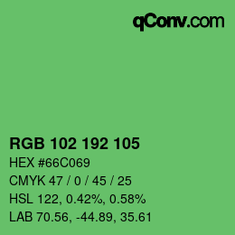 Color code: RGB 102 192 105 | qconv.com