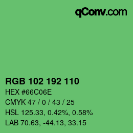 Color code: RGB 102 192 110 | qconv.com