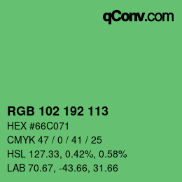 Color code: RGB 102 192 113 | qconv.com