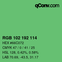 Color code: RGB 102 192 114 | qconv.com
