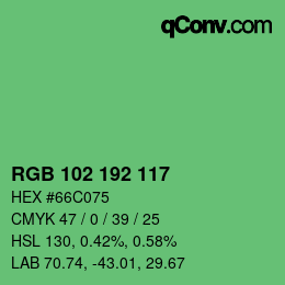 Color code: RGB 102 192 117 | qconv.com