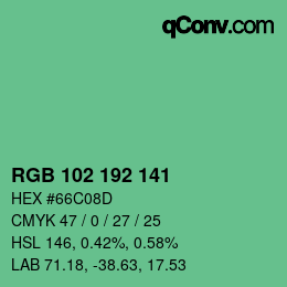 Color code: RGB 102 192 141 | qconv.com