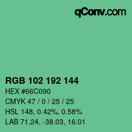 Color code: RGB 102 192 144 | qconv.com