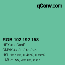 Color code: RGB 102 192 158 | qconv.com