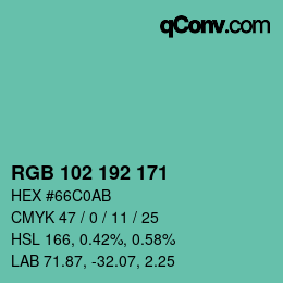 Color code: RGB 102 192 171 | qconv.com