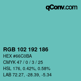 Color code: RGB 102 192 186 | qconv.com