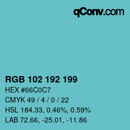 Color code: RGB 102 192 199 | qconv.com