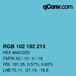 Color code: RGB 102 192 213 | qconv.com