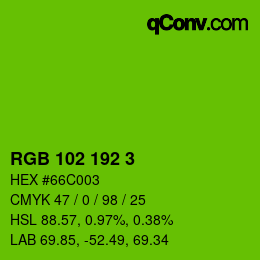 Color code: RGB 102 192 3 | qconv.com
