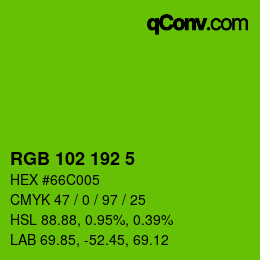 Color code: RGB 102 192 5 | qconv.com