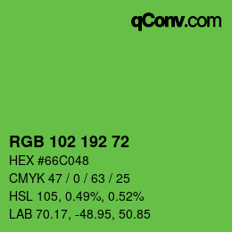 カラーコード: RGB 102 192 72 | qconv.com